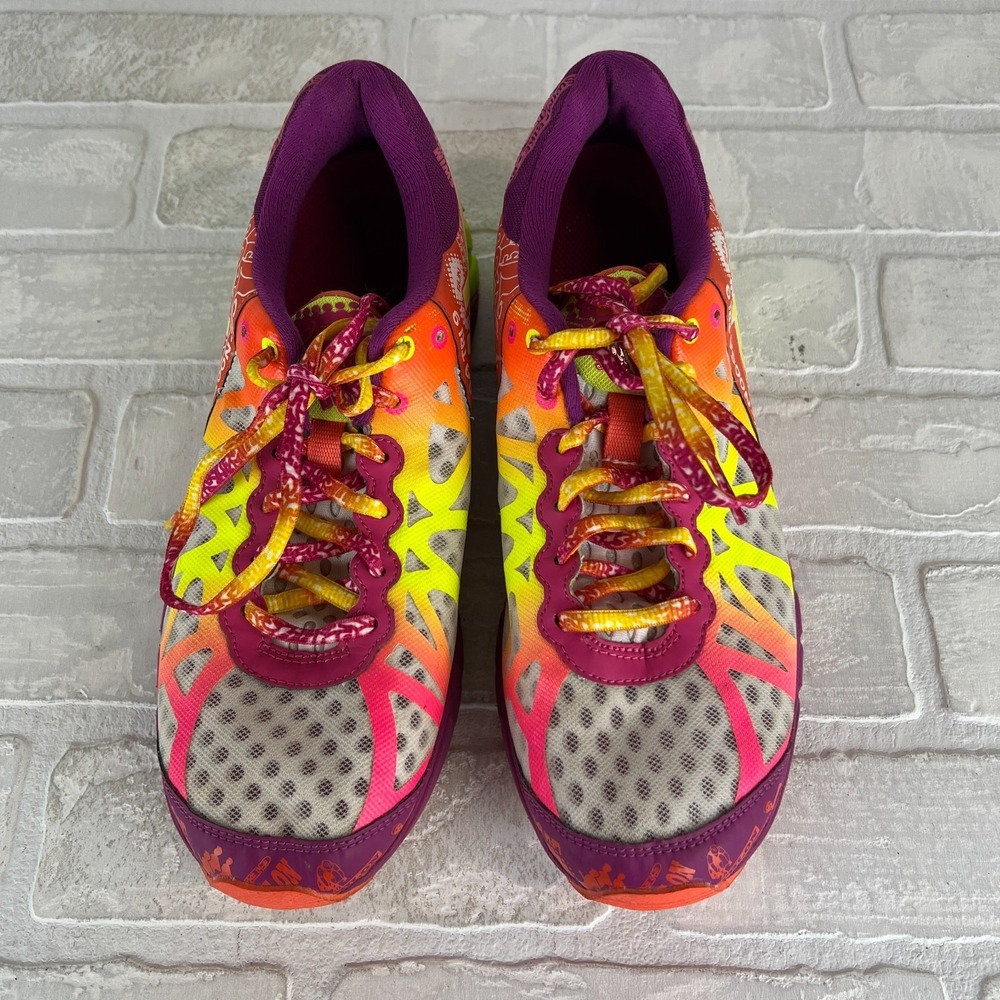 ASICS GEL Noosa Tri 9 Womens 9.5 Running Shoes Neon Multicolor Triathlon T458N - Picture 7 of 12